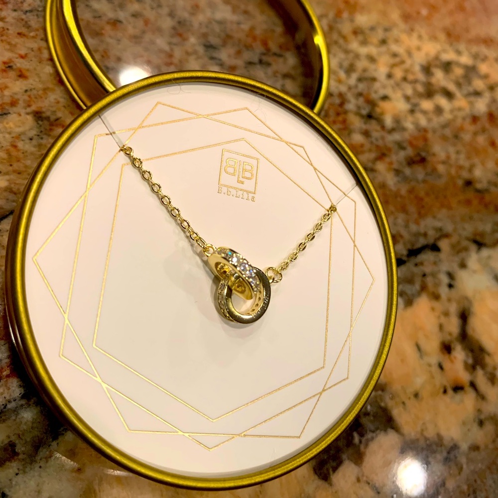 Infinity Gold and Crystal Ring Necklace